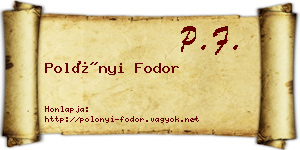 Polónyi Fodor névjegykártya